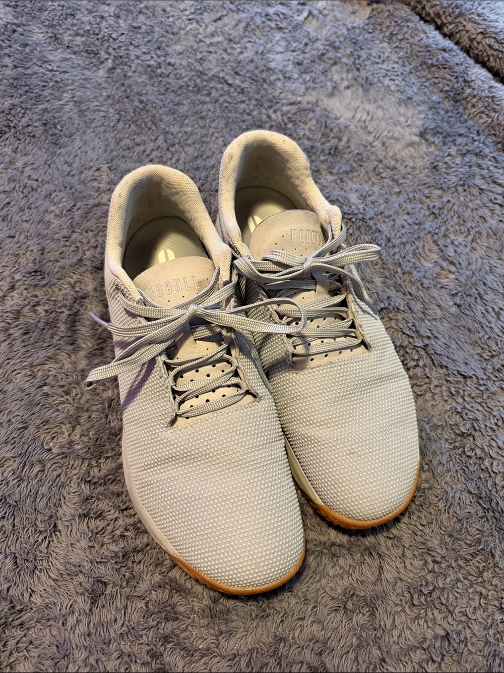 NOBULL Light Grey Knit Sneakers with Gum Sole